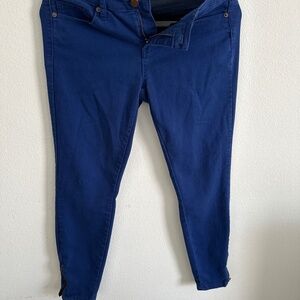 Dark blue, black, and light wash jeans